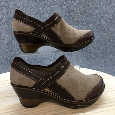 Jambu Shoes Womens 7.5 M Cali Clogs Brown Suede Slip On Wedge Heels WJ10CAL17