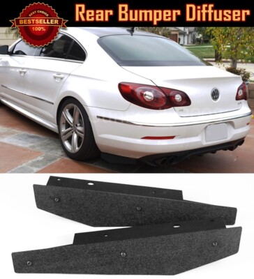 Black Rear Bumper Lip Fin Apron Splitter Diffuser Canard Spoiler For VW CC 08-11