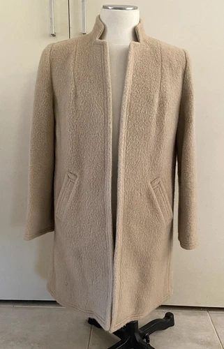 Vintage SANRO MELBOURNE Womens Jacket Coat Size 12 40% Wool 30% Mohair Beige - Picture 1 of 8