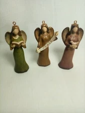 Vintage Tii Collections Resin Angel Ornaments Holding A Book, Bird, Peace Banner