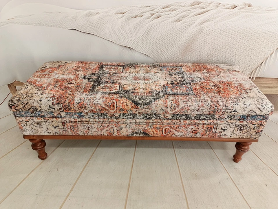 Handmade furniture, Hidden storage, Ottoman bench, Bohemian bench, Footstool - Image 3 of 4