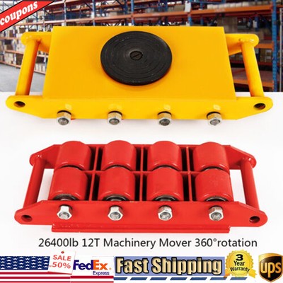 360° Rotating Machinery Mover Dolly Skate Roller Heavy Duty 6/8/12 Ton Capacity