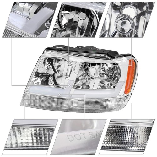 Faros de tubo LED para Jeep Grand Cherokee 1999-2004 faros izquierda+derecha - Imagen 5 de 7