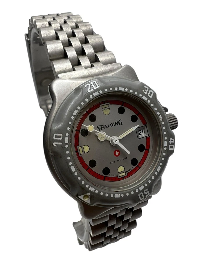 Raro Reloj 'SPALDING' 200m W.R Divers Mujer Fecha con Bisel Giratorio GARANTÍA Foto 3 de 4