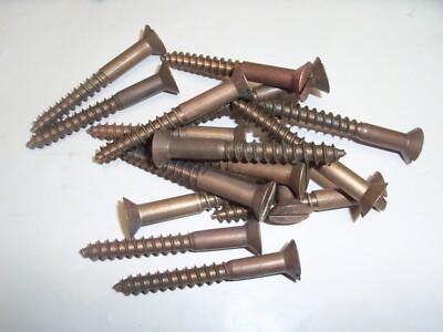 #18 X 2-1/2'' Silicon Bronze Slotted Flat Head Wood Screw VINTAGE USA Made Qty 10