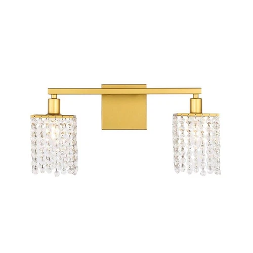 Living District Phineas 2-Light Mid-Century Metal Wall Sconce in Brass and Clear - Picture 3 of 7