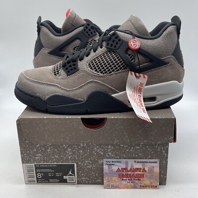 Size 8.5 - Jordan 4 Retro Mid Taupe Haze Brown White Black Suede
