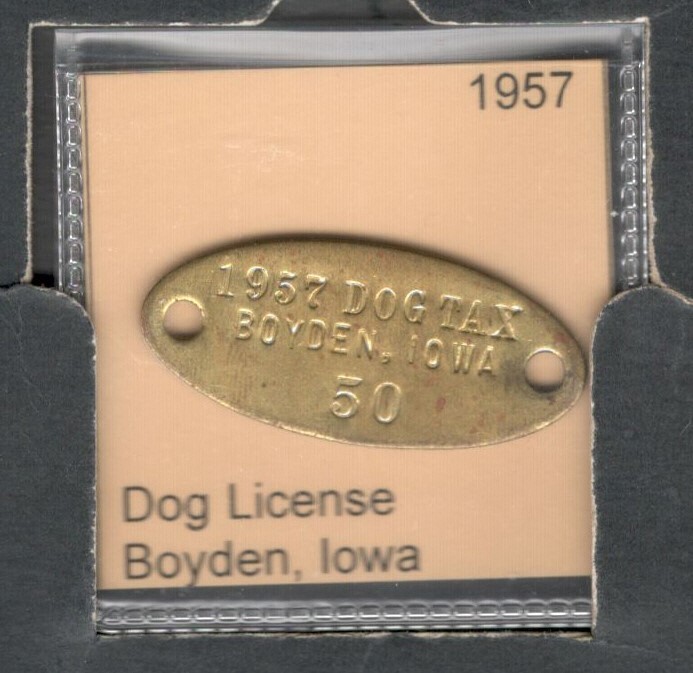 1957 BOYDEN IOWA IA DOG LICENSE eBay