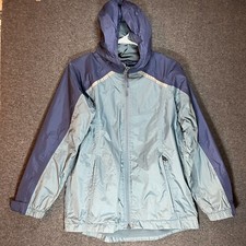 L.L.BEAN Jacket Youth Large 14-16 Colorblock Blue Windbreaker Fleece Line Unisex