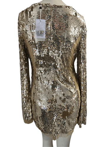 Lovers + Friends Women's Sequin Lux Mini Dress Gold Size Large - Picture 2 of 11