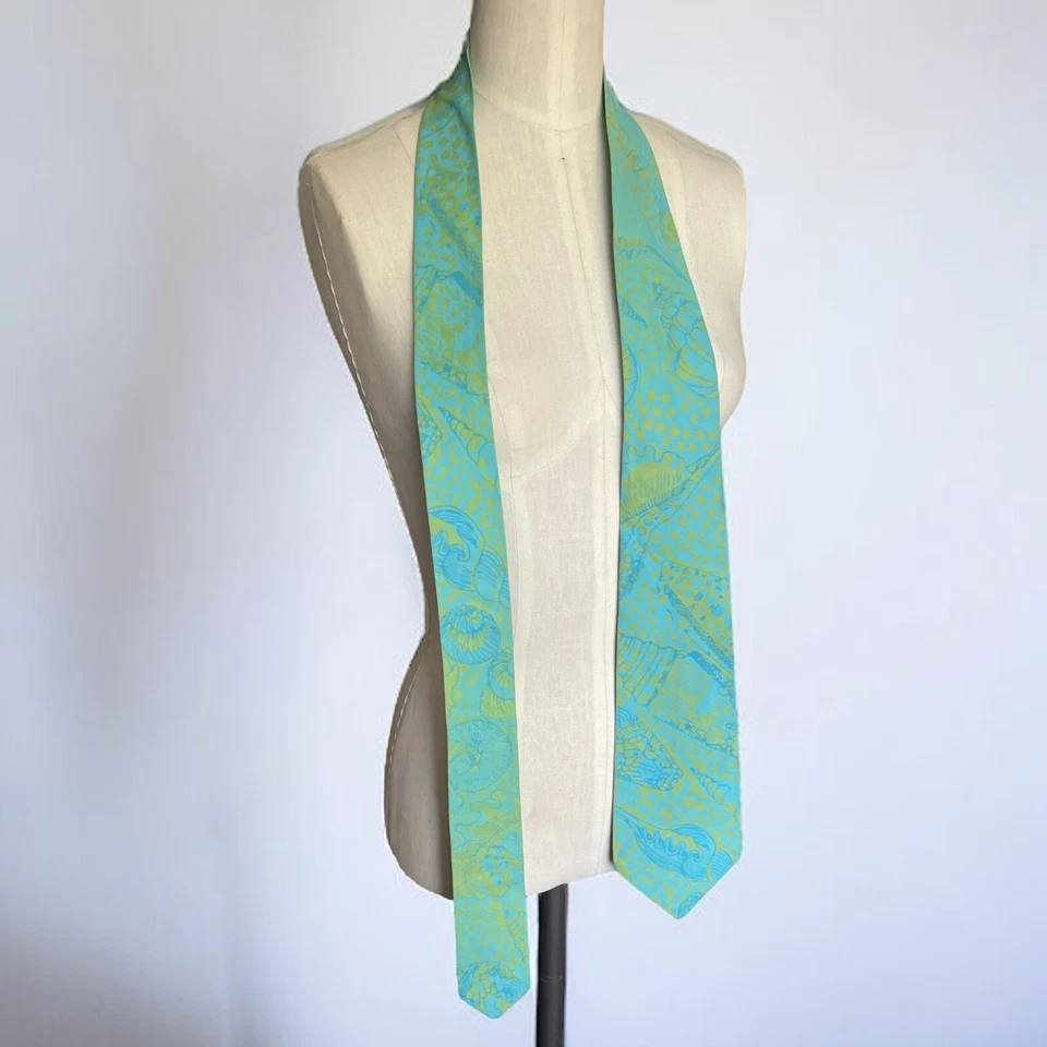 复古绿色蓝色贝壳圆点海滩主题领带手工制作五颜六色的新颖 — 第 4/4 张图片