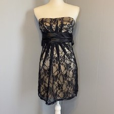 Windsor Strapless Tan With Black Lace Sexy Cocktail Evening Dress Formal Medium