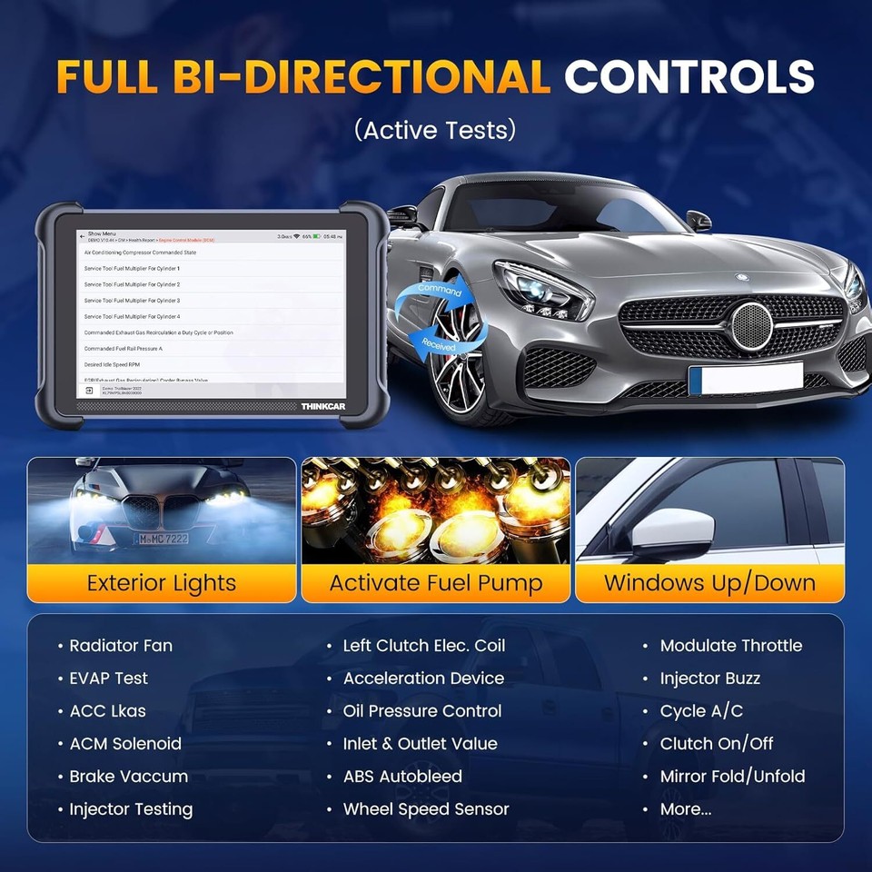 ThinkScan 689BT Diagnostic Tool Bidirectional OBD2 Scanner+ 6LED USB ...