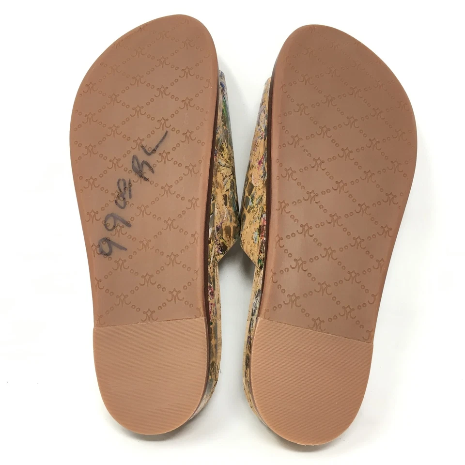 NUEVO Johnston & Murphy Chanclas Sandalias Zapatos Mujer Talla 6 Marrón Corcho Floral Foto 2 de 4
