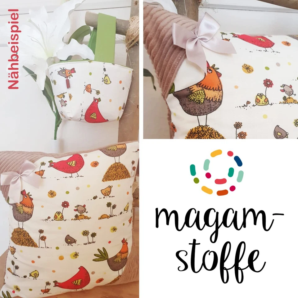 MAGAM-Stoffe "Lotte Bunte Hühner" Kinder Baumwollstoff ÖKO-TEX Meterware ab 50cm - Bild 2 von 4