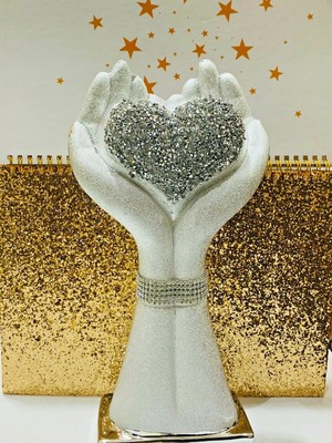 Silver Crushed Diamond Decorative LOVE Sign – Elegant Sparkling Crystal- ornament for Living Room, Bedroom – Stylish Bling Décor Sign
