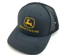 John Deere Tractor Custom Inspired Charcoal Black Trucker hat Farmers headwear