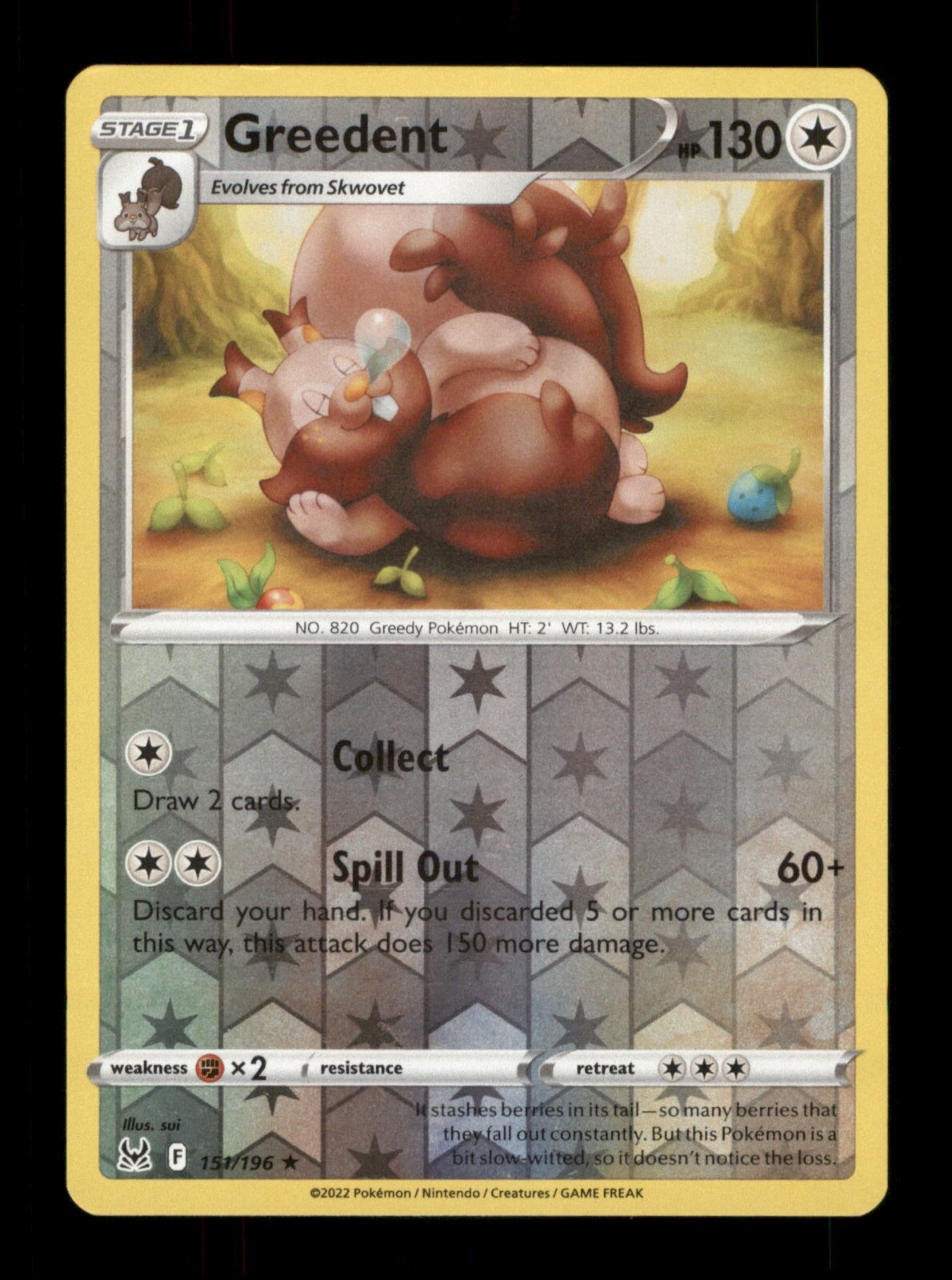 Greedent 151/196 Holo 2022  Pokemon Trading Card TCG 
