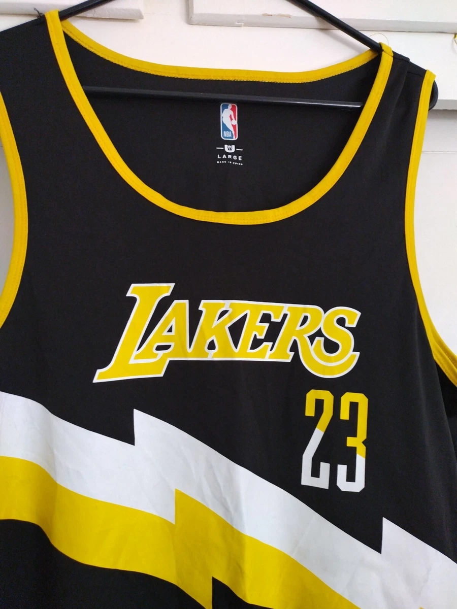 Lebron James Los Angeles Lakers #23 Black Yellow NBA Jersey Shirt Size Large