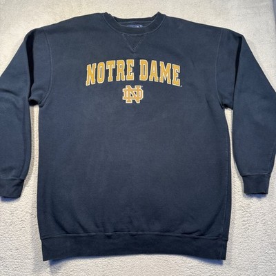 Vintage Team Edition Notre Dame Fighting Irish Stitched Sweatshirt Navy L Y2K