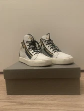 Giuseppe Zanotti White/Black Leather Double Zip Sneakers Size 43