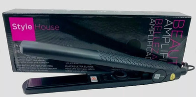 Style House 1'' Professional Hair Styling Iron Ceramic Adj Heat Dual Volt, Black