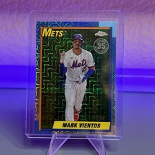 2025 Topps Chrome Baseball Mark Vientos 1990 35th Green Mojo /99 #T90C-129 Mets