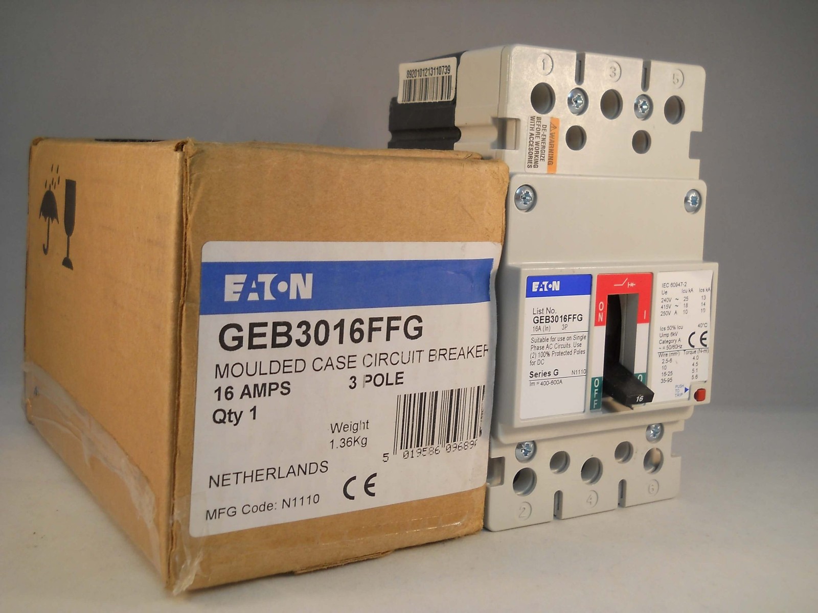 Eaton MCCB 16 Amp Triple Pole 16A 3 Phase Series G GEE3016FFG GEB3016FFG NEW