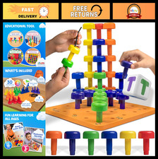 Montessori Peg Board Set for Toddlers - 33 Pc Educational Toys with Pegs, Dice 