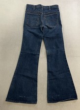 Vintage 80  s Levi  s 684 Orange Tab Bellbottom Flare Dark Denim Jeans Size 31x34