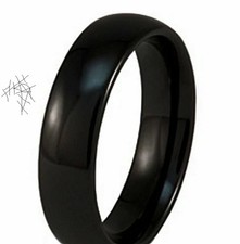 Mens Black 925 Silver Band Ring Size 10 No St...