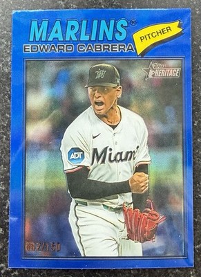 2026 Topps Heritage ~ Edward Cabrera ~ Blue Refractor Card /150 ~ #169 ~ Marlins