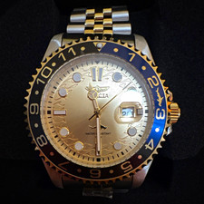 Invicta Men's Diver Watch Two-Tone SS Bracelet Blue/Black 24Hr Bezel Date