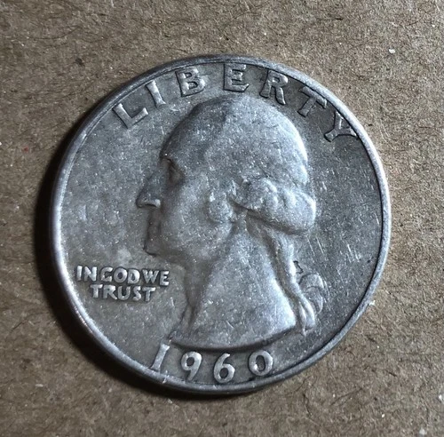 Silver Quarter 1960 P- Philadelphia(no mint mark) Washington Face-Fine edges A#1