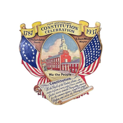 #ad Vintage 1937 Pep Boys Car Sticker Decal 150th Constitution Anniversary Phila PA $6.99