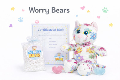 Build A BEAR CAT WORRY Ohr-Set - Kinder C - kein Nähen - 8''/20cm WEISS Farbe Teddy