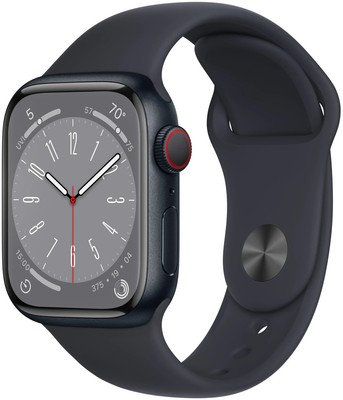 Apple Watch 8 GPS Midnight 41mm Black Silicon Band, A2772, TOP Zustand