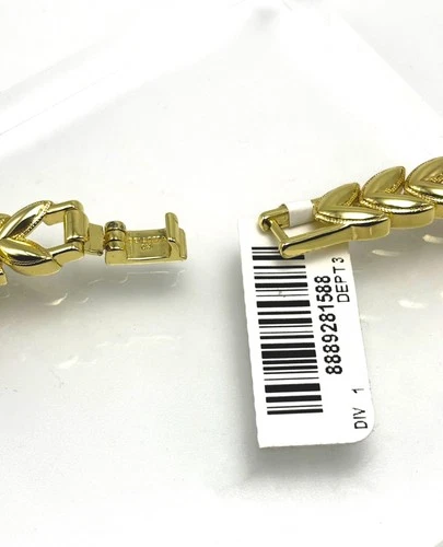 BELLEZZA 18" Goldtone Bronze Cast Link Line Necklace - Leaf - NWT image 13