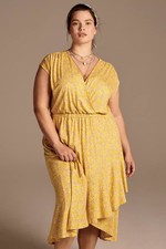 ANTHROPOLOGIE Fete Midi Wrap Dress Yellow Size 1X
