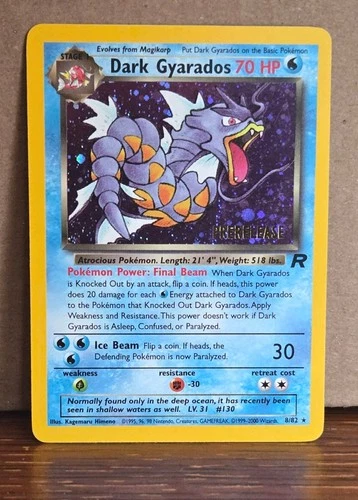 Dark Gyarados Prerelease 08/82 WOTC Promo Team Rocket 2000 Pokemon TCG