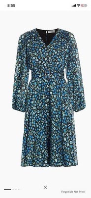 $495 Elie Tahari Annika Floral Belted Midi-Dress | Forget Me Not Print | 4
