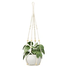 Bamworld Macrame Plant Hanger 35 Inch Hanging Planter Basket  with Wood Beads