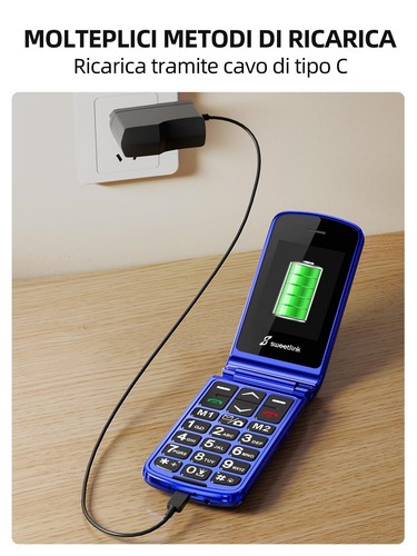 Telefono Cellulare per Anziani Flip Con Tasti Grandi, Contatti Con Immagini, SOS - Foto 4 di 9