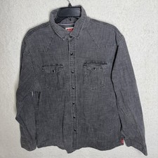 Wrangler Shirt Mens Black Denim Pearl Snap Western Cowboy Rodeo Rancher Yoke