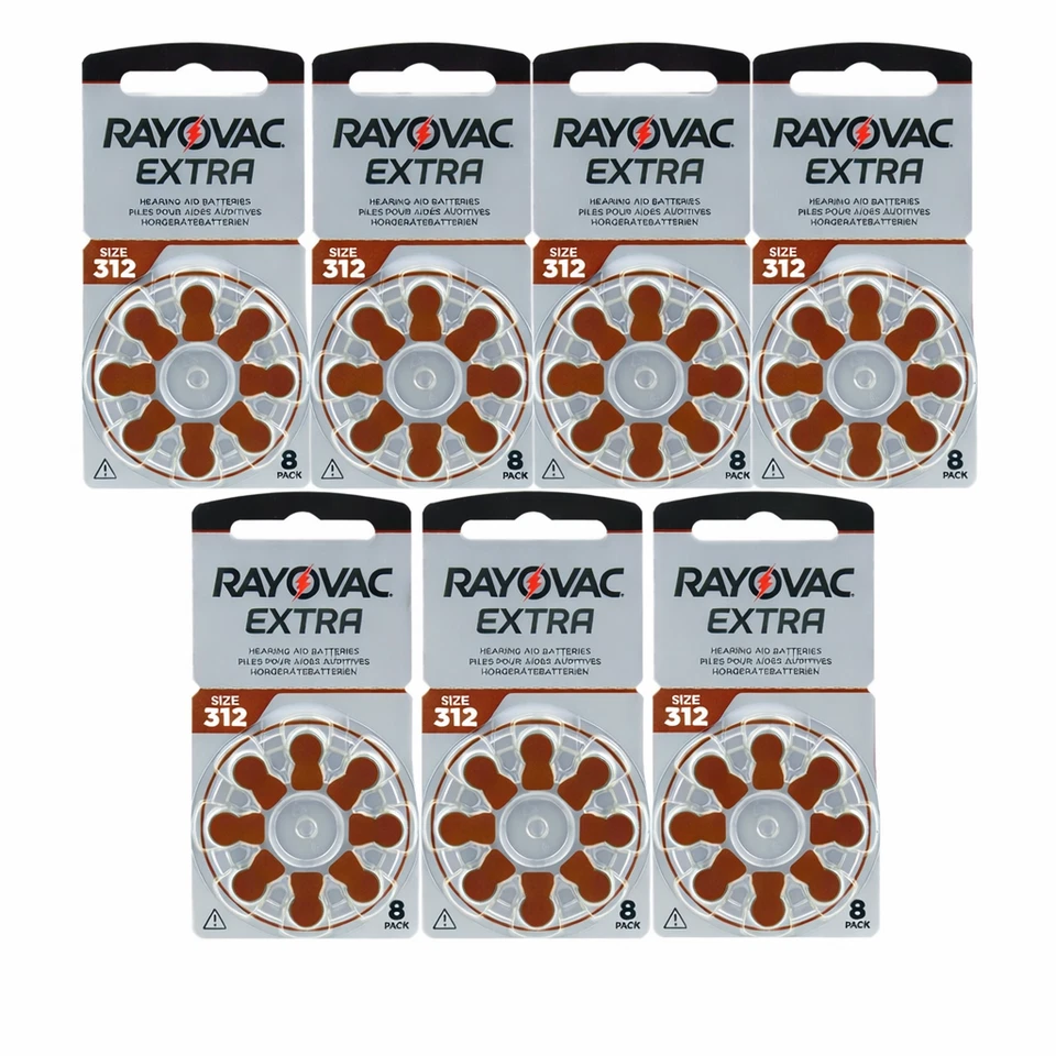 56x Rayovac Extra 312 PR41 Piles Auditives Zinc-Air 1,45V Cellule Bouton - Photo 1/4