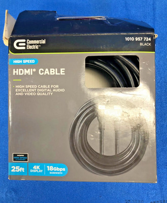 Commercial Electric HDMI Cable 25 ft 4K UHD 18Gbps High-Speed HDMI Cord