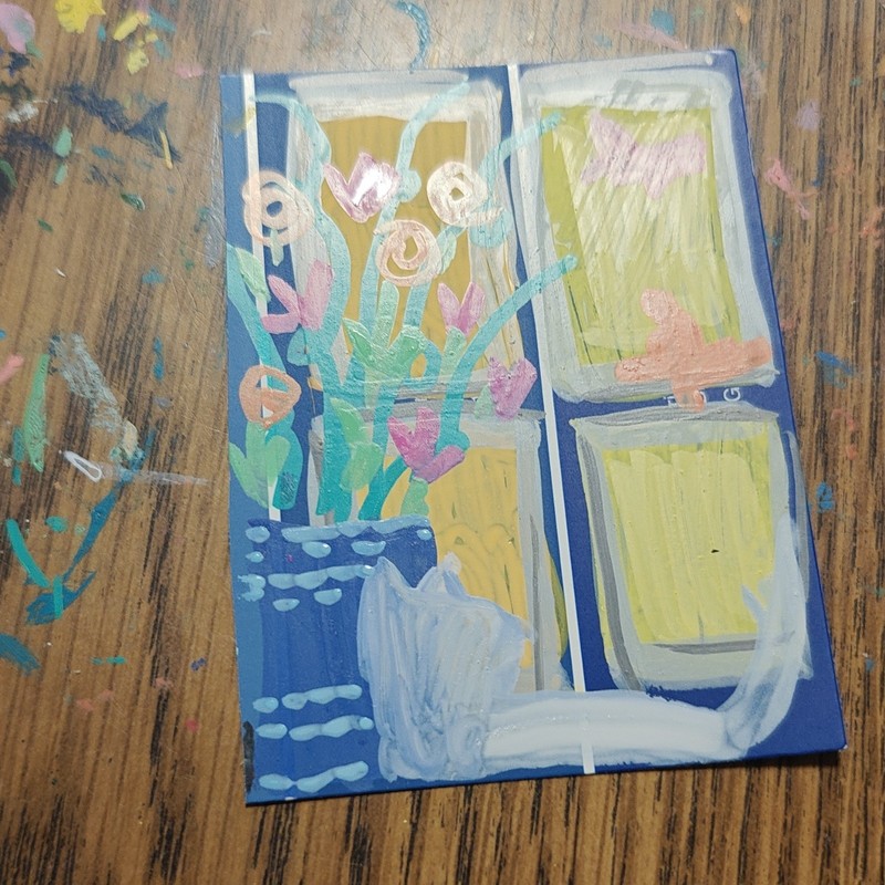 ACEO by Emily Meinert miniature abstract floral still life original painting