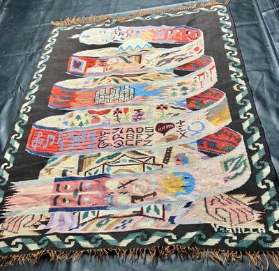 Victor E. Sulca (Sgd V. SULKA) Peru Kilim Wool Woven Tapestry  MINT,  33''x 43''