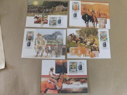 AUSTRALIA-THE MAN FROM SNOWY RIVER MAXI CARD SET OF 5 1987 FDC`S