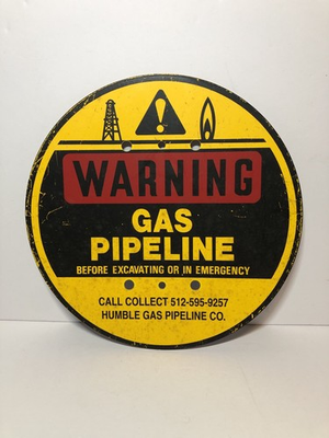 #ad Vtg Warning Humble Oil Refining Co. Oil amp; Gas Sign Texas Man Cave Exxon Mobil $150.00